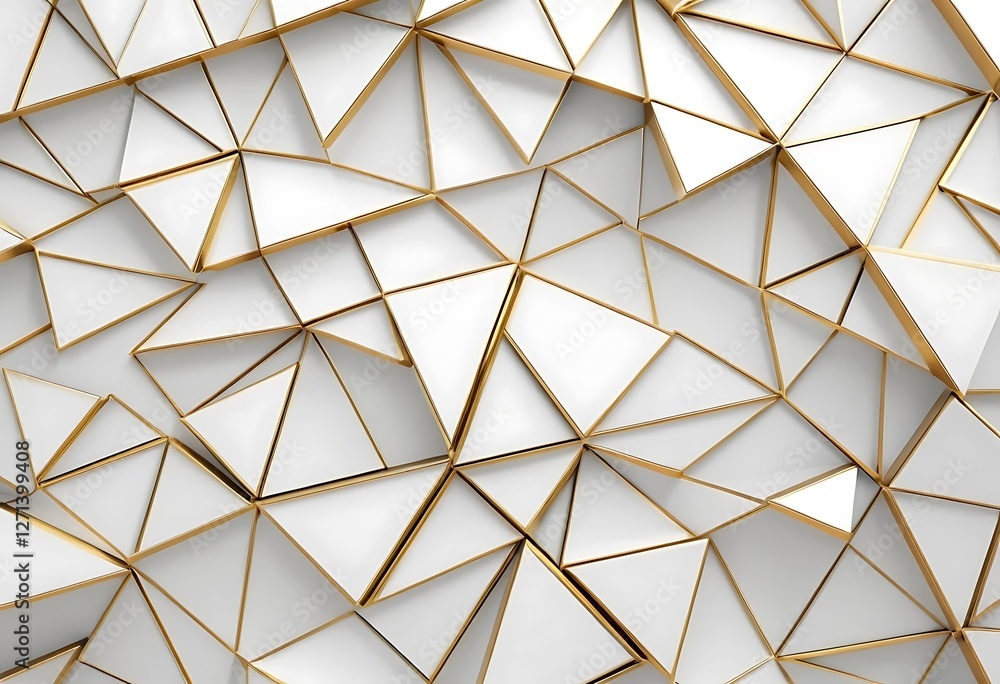 Aufkleber elegant white and gold triangular abstract background texture design