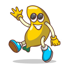 Funny doodle fruit cartoon with cute expression