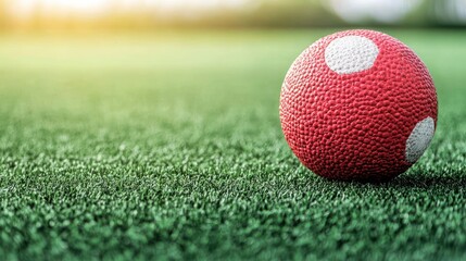 Naklejka premium Red And White Ball On Green Grass