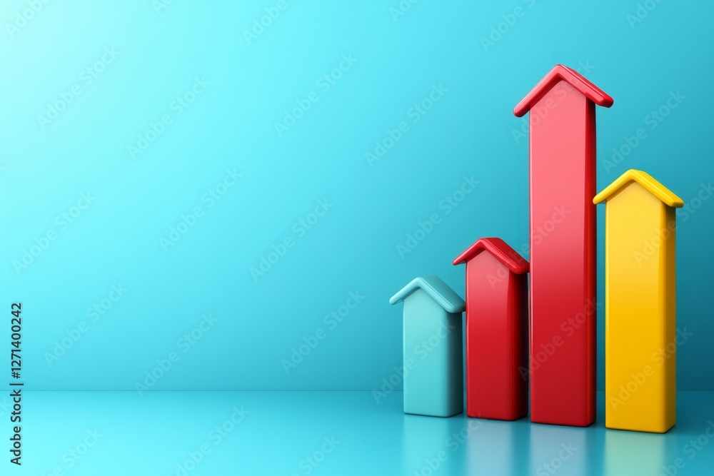 Poster a simple vector illustration of a profit margin bar chart with upward growth