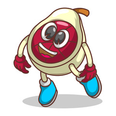 Funny doodle fruit cartoon with cute expression