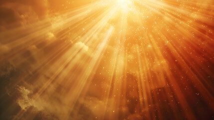Golden rays of sunlight streaming through clouds, creating a warm and ethereal atmosphere