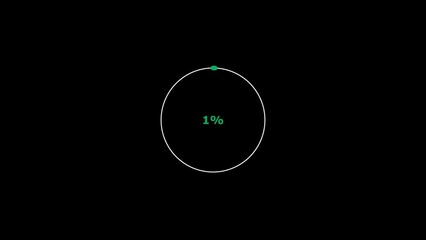 1% number percent circle loading pie chart circle modern design turquoise color 4k illustration.