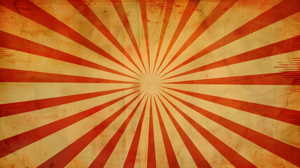 Fototapeta premium Vintage sunburst background with red and yellow rays creating a retro aesthetic