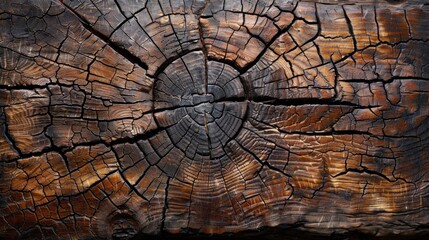 A detailed view of an old wooden surface with cracks, captured from above, showcasing a beautiful wood texture background