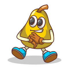 Funny doodle fruit cartoon with cute expression