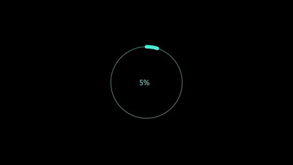 Abstract 5% number percent circle loading pie chart circle modern design white color 4k illustration black background.