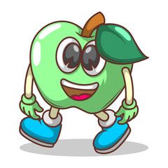 Funny doodle fruit cartoon with cute expression