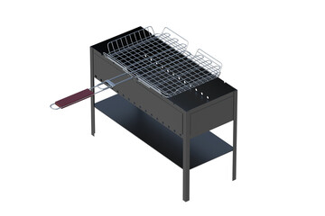 Brazier with grid isolated on white background. 3d render