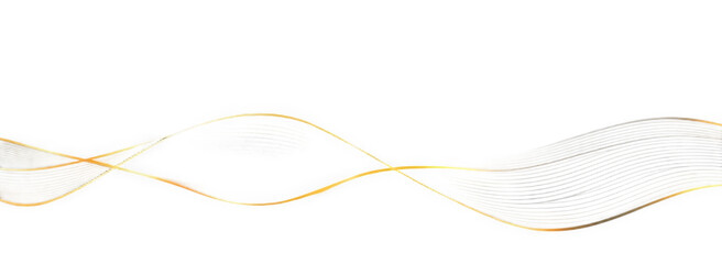 Abstract golden waves on black png background. 