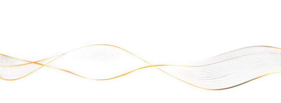 Abstract golden waves on black png background. 