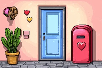 A pixelated 8-bit survey questionnaire interface with classic retro gaming UI elements