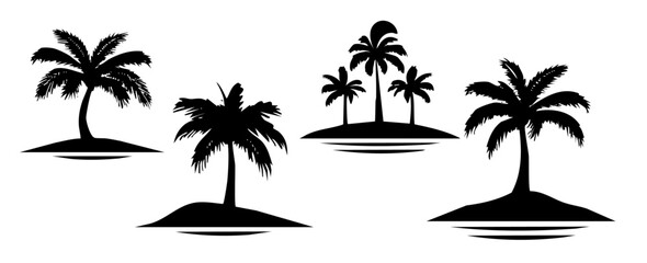 Obraz premium Hand Drawn Illustrations Of Various Palm Trees On White Backgrounds For Decorative Purposes In Various Styles Featuring