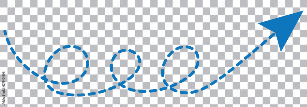 Poster black dotted thin arrows set. wavy and curved dashed pointers collection. wiggly sketchy direction l