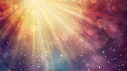 Vibrant abstract background with radiant beams of light and colorful bokeh effects