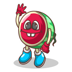 Funny doodle fruit cartoon with cute expression