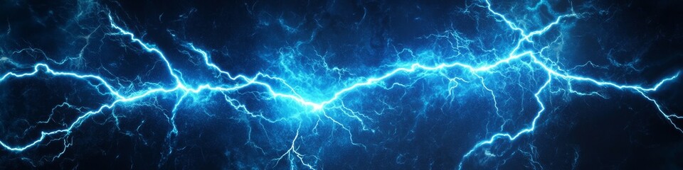 Obraz premium Blue Lightning Strike Background, Abstract Electric Discharge, Plasma Effect Texture With Spark