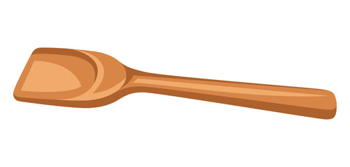 Illustration of wooden spatula. Stylized kitchen object for cooking recipe and menu.