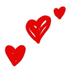 red hearts isolated on white