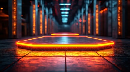 Futuristic Neon Corridor Platform Display