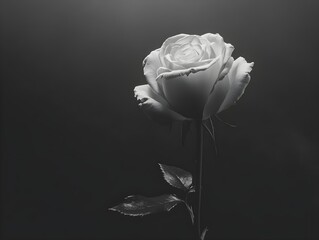 A white rose on a clean black background.