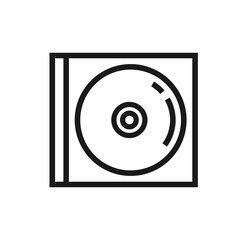 Compact disc in case icon with editable stroke. CD for music, data storage, or digital media. Ideal for web, app, or graphic projects. Vector illustration isolated on white background