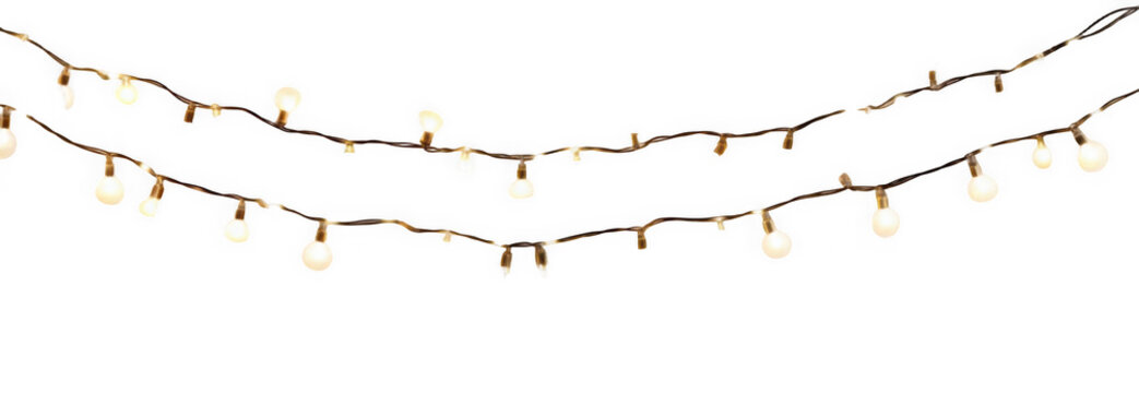 Vector Christmas garland on an isolated transparent background. Light, light garland PNG, Christmas decoration.