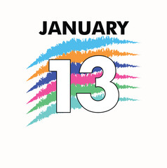 January 31 Vector Shape with white background of image and multicolor background of date. 31st day of January. Daily date of calendar