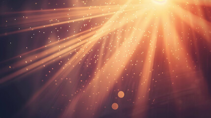 Sunlight streaming through a misty atmosphere, creating a warm glow with floating particles