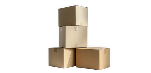 Fototapeta premium cardboard box warehouse mockup, png file of isolated cutout object with shadow on transparent background. 