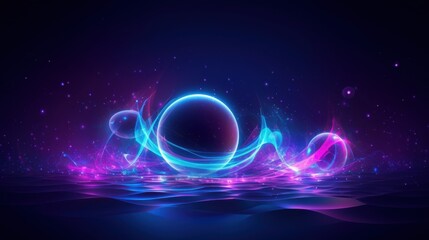 Obraz premium Abstract Neon Glow Spheres Enchanting Cosmic Scene Digital Art Background Wallpaper