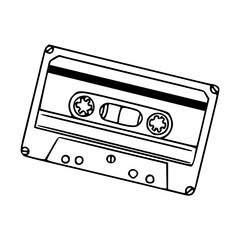 a black and white drawing of a vintage audio cassette vector