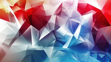 Technology bright low poly connection abstract background. Blue and red blurred futuristic vector design