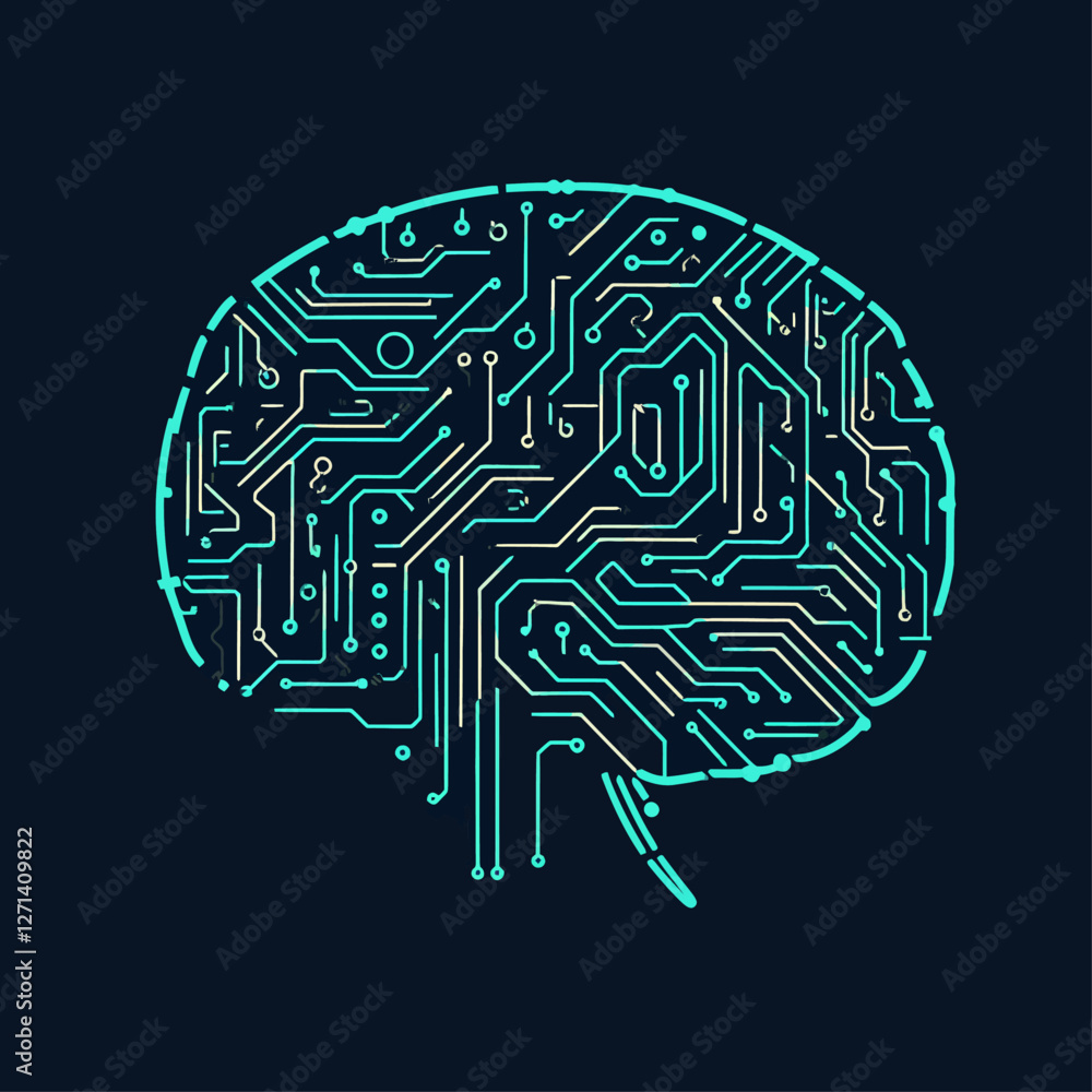 Poster artificial intelligence brain circuit board innovation technology design