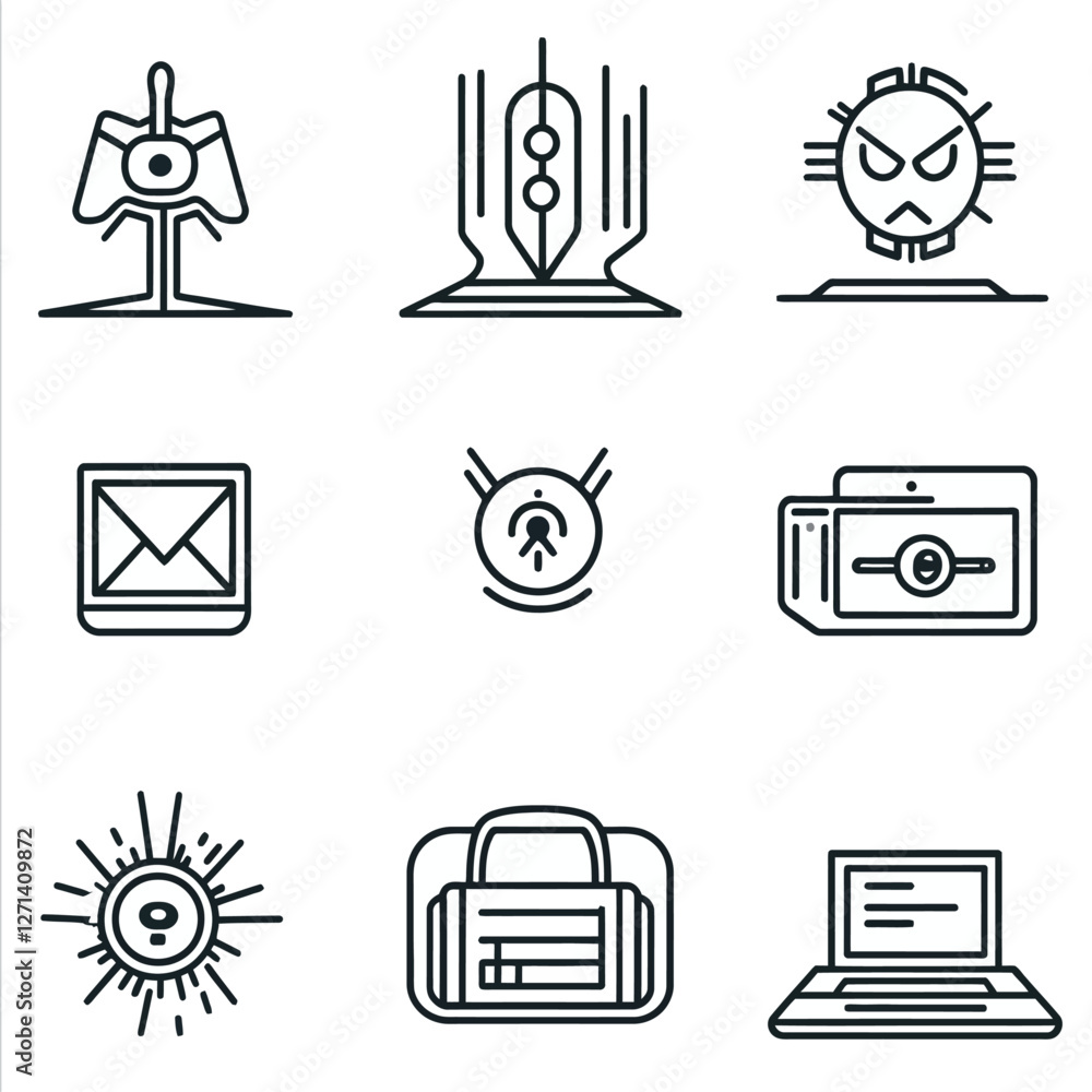 Poster vector line art icons set for web and application design elements