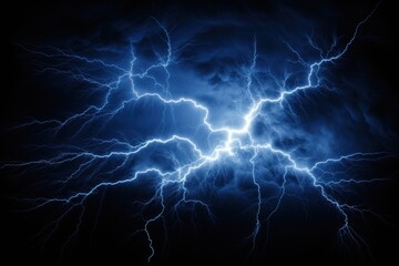 Electrifying blue lightning storm sky