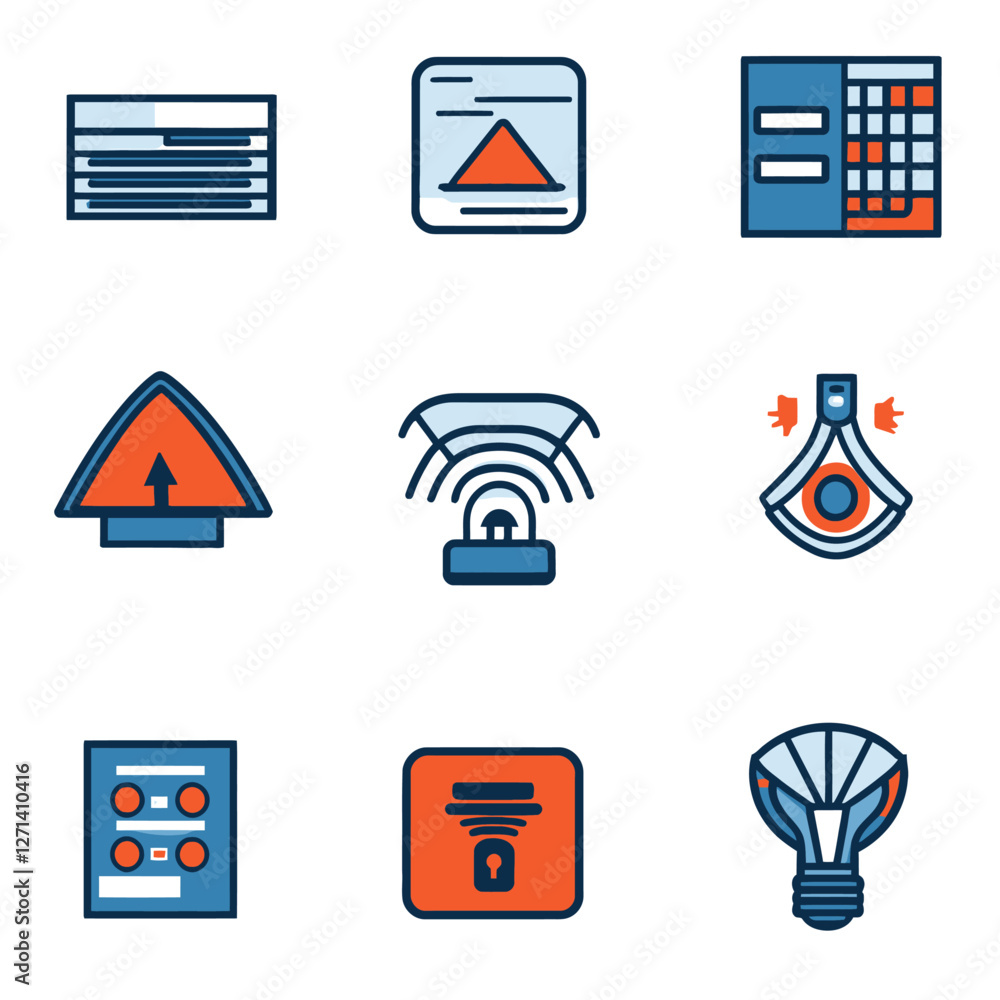 Poster security system interface icons for modern digital protection concepts