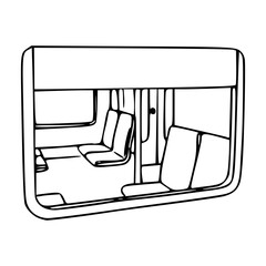 vector art of a train carriage with empty seats