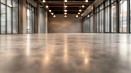 Naklejka premium Empty modern office space with polished concrete floor