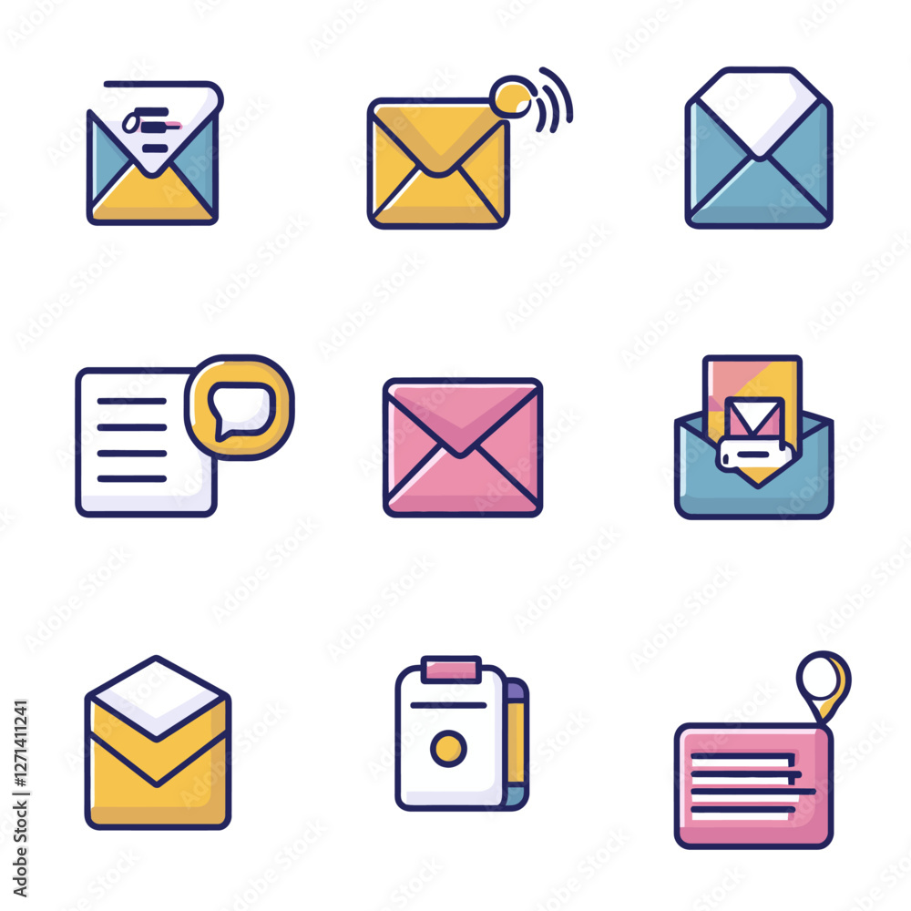 Poster email icons showing notification, inbox, and messages for communication