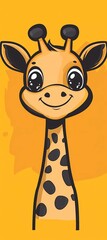 Cute cartoon-style simple line art black-and-white coloring page of a baby giraffe,