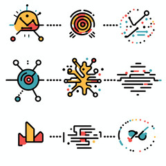 Fototapeta premium Abstract Technology Icons - Data, Network, Artificial Intelligence Concept