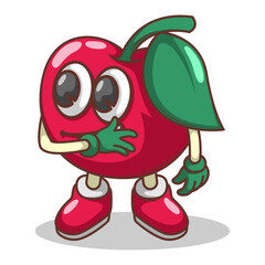 Funny doodle fruit cartoon with cute expression