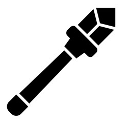 Magic wand glyph icon with a crystalline tip for spellcasting