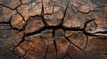 A detailed view of an old wooden surface with cracks, captured from above, showcasing a beautiful wood texture background