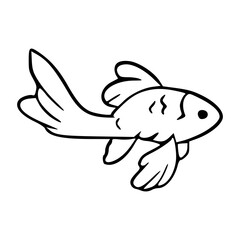 a line art drawing of a goldfish