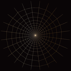 Obraz premium スパイラル型リアル蜘蛛の巣テクスチャーVer.1-Spiralweb（メタリックシルバーゴールドカラー・黒背景）
