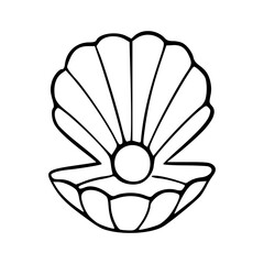 vector illustration of seashell with pearl