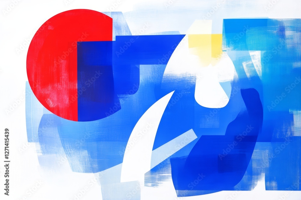 Poster abstract composition with bold colors and geometric shapes creating visual harmony