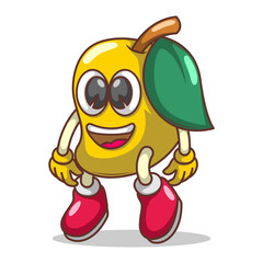 Funny doodle fruit cartoon with cute expression